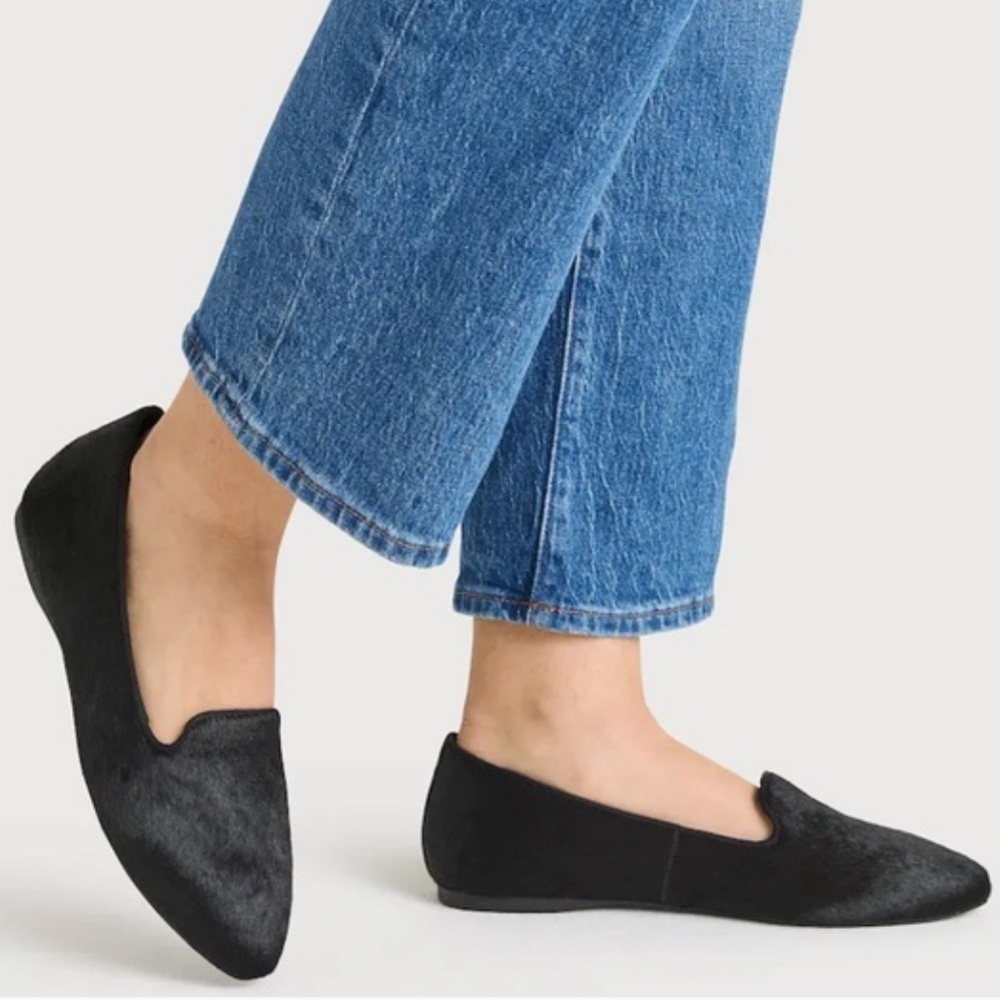 Birdies The Starling‎ Black Calf Hair Loafer Flats Slip On Shoes SZ 8